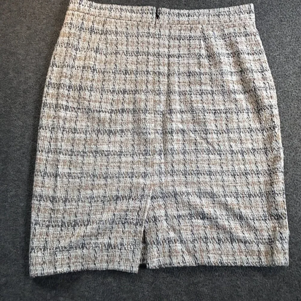 Kasper Tweed‎ Pencil Skirt Size Ivory Zipper Fully Lined  Sz 12 Comfort Waist